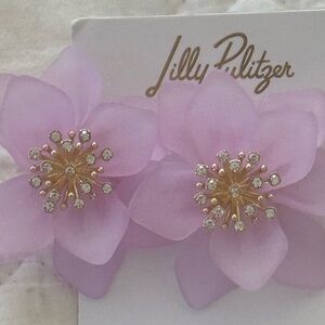 Lilly Pulitzer Lavender Floral Earrings NWT and pouch